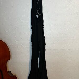 Dolls Kill Black Lace-Up Jumpsuit